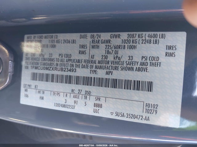 Aukcja sprzedaży 2024 Ford Escape St-line, vin: 1FMCU0MZXRUB23493, numer aukcji: 46267184