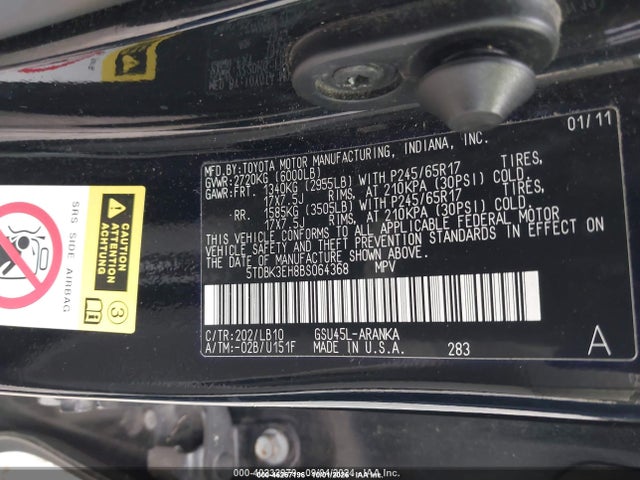 Продаж на аукціоні авто 2011 Toyota Highlander Se V6, vin: 5TDBK3EH8BS064368, номер лоту: 46267196