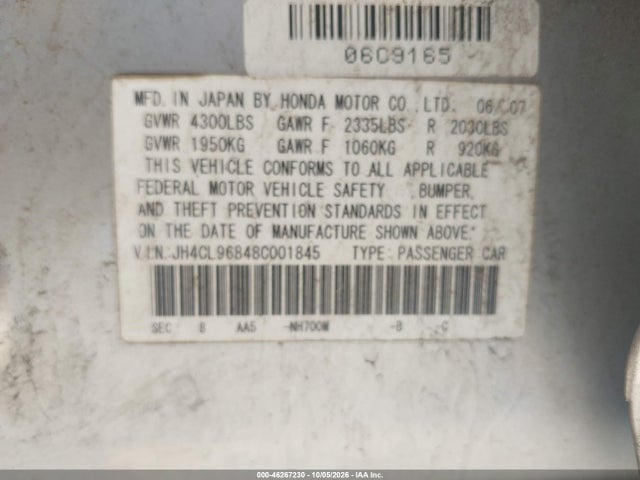 Aukcja sprzedaży 2008 Acura Tsx, vin: JH4CL96848C001845, numer aukcji: 46267230
