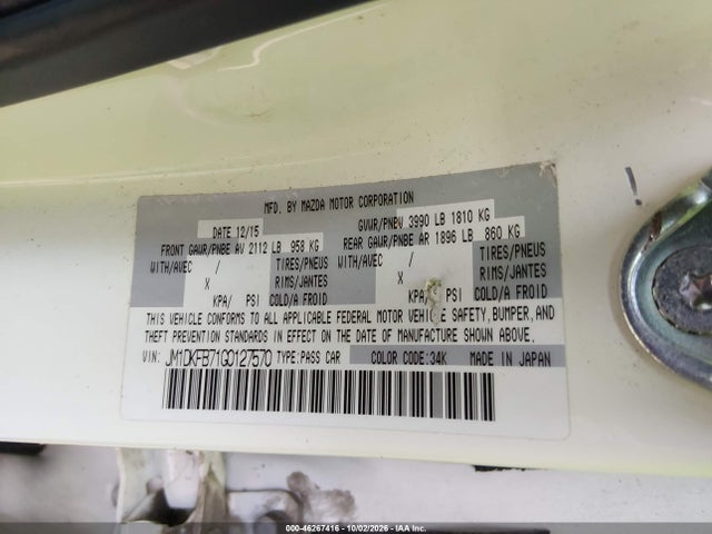 46267416 :رقم المزاد ، JM1DKFB71G0127570 vin ، 2016 Mazda Cx-3 Sport مزاد بيع