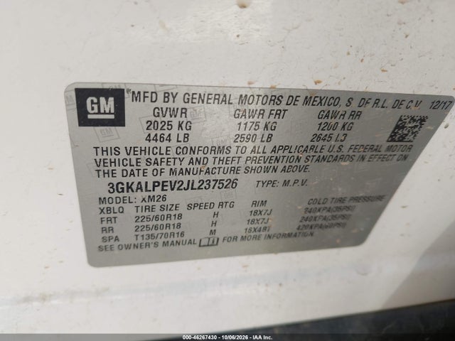 3GKALPEV2JL237526 GMC Terrain Slt
