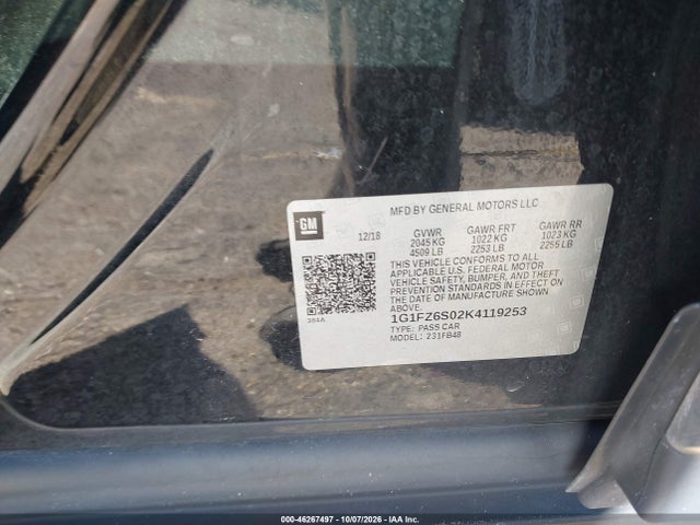 Продаж на аукціоні авто 2019 Chevrolet Bolt Ev Premier, vin: 1G1FZ6S02K4119253, номер лоту: 46267497