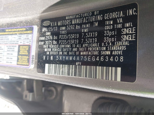 Aukcja sprzedaży 2014 Kia Sorento Limited V6, vin: 5XYKW4A75EG463408, numer aukcji: 46267608