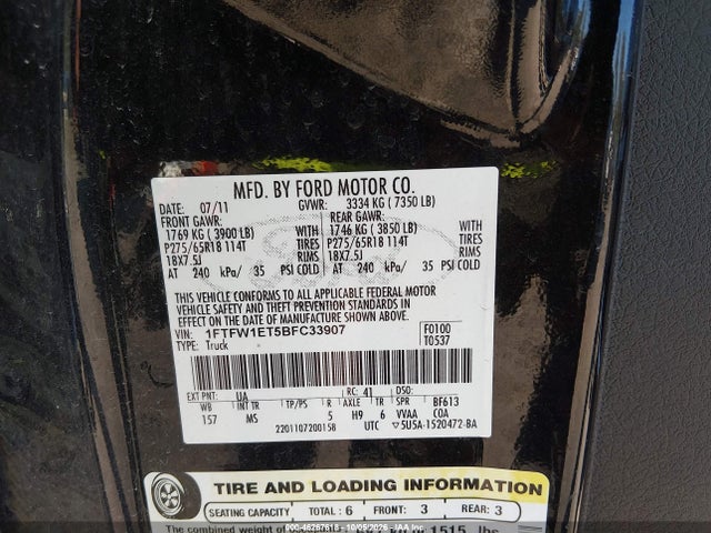 Aukcja sprzedaży 2011 Ford F-150 Xlt, vin: 1FTFW1ET5BFC33907, numer aukcji: 46267618