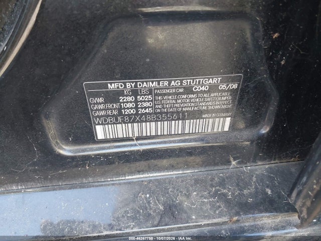 Продажа на аукционе авто 2008 Mercedes-benz E 350 4matic, vin: WDBUF87X48B355611, номер лота: 46267750