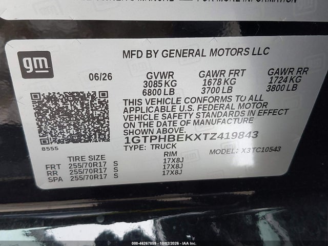 Auction sale of the 2026 Gmc Sierra 1500 , Short Bed, Sle, Rwd, vin: 1GTPHBEKXTZ419843, lot number: 46267859
