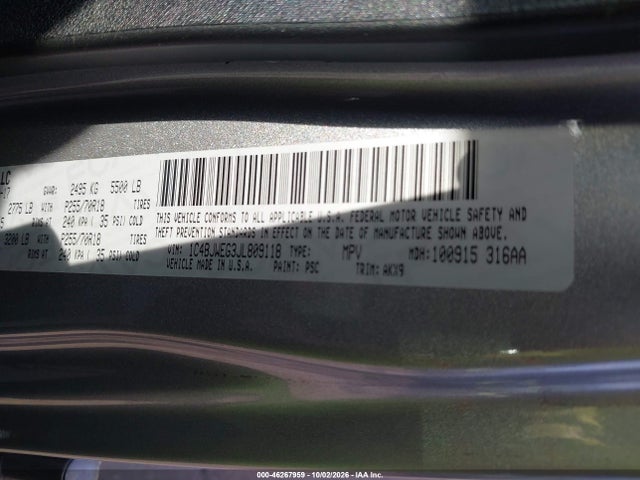 46267959 :رقم المزاد ، 1C4BJWEG3JL809118 vin ، 2018 Jeep Wrangler Jk Unlimited Altitude 4x4 مزاد بيع