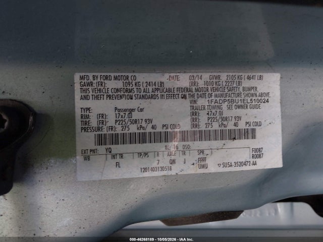 Aukcja sprzedaży 2014 Ford C-max Hybrid Sel, vin: 1FADP5BU1EL510024, numer aukcji: 46268189