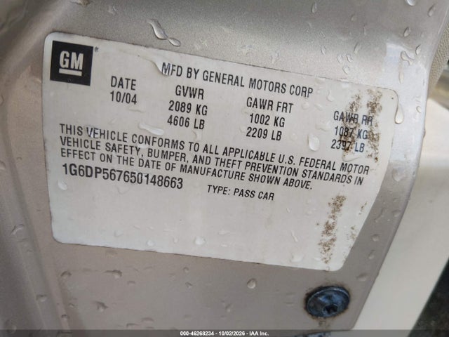 46268234 :رقم المزاد ، 1G6DP567650148663 vin ، 2005 Cadillac Cts Standard مزاد بيع