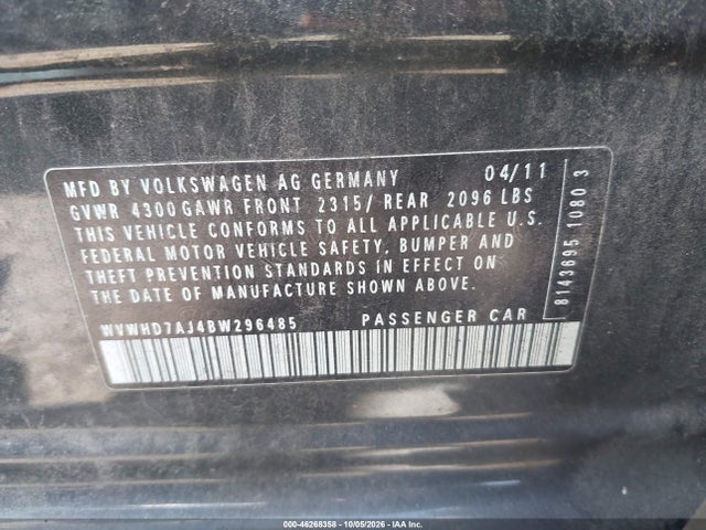 Продаж на аукціоні авто 2011 Volkswagen Gti 4-door, vin: WVWHD7AJ4BW296485, номер лоту: 46268358