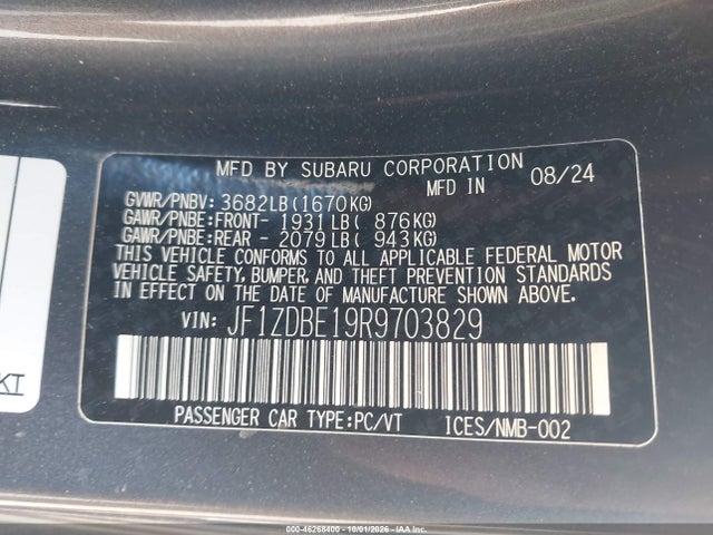 Aukcja sprzedaży 2024 Subaru Brz Limited, vin: JF1ZDBE19R9703829, numer aukcji: 46268400