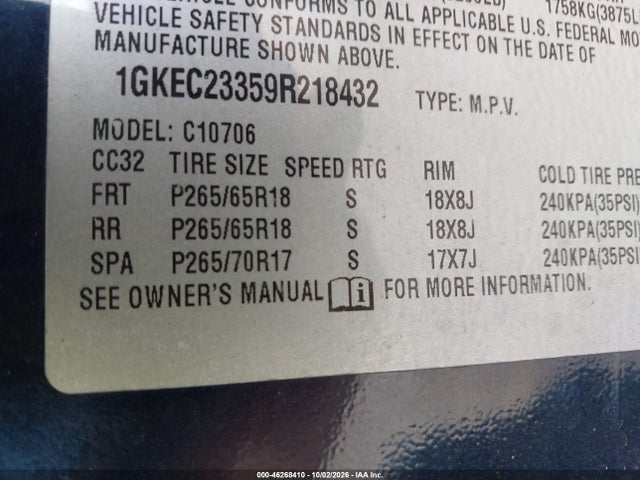 Aukcja sprzedaży 2009 Gmc Yukon Sle1, vin: 1GKEC23359R218432, numer aukcji: 46268410