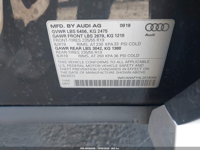 Продажа на аукционе авто 2020 Audi Q5 Premium 45 Tfsi Quattro S Tronic, vin: WA1ANAFY4L2018366, номер лота: 46268499