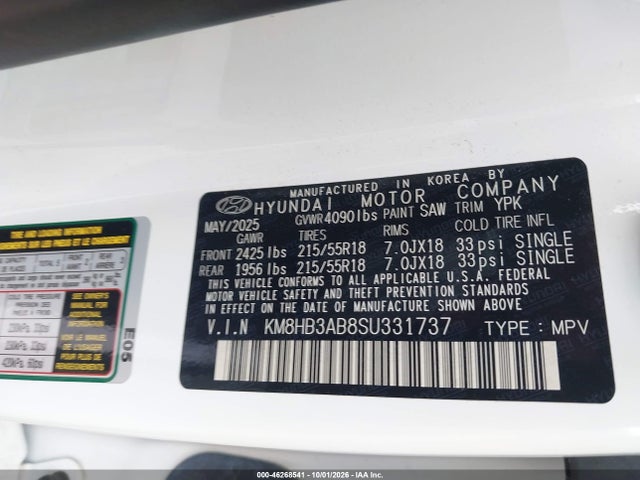 Продажа на аукционе авто 2025 Hyundai Kona Sel, vin: KM8HB3AB8SU331737, номер лота: 46268541