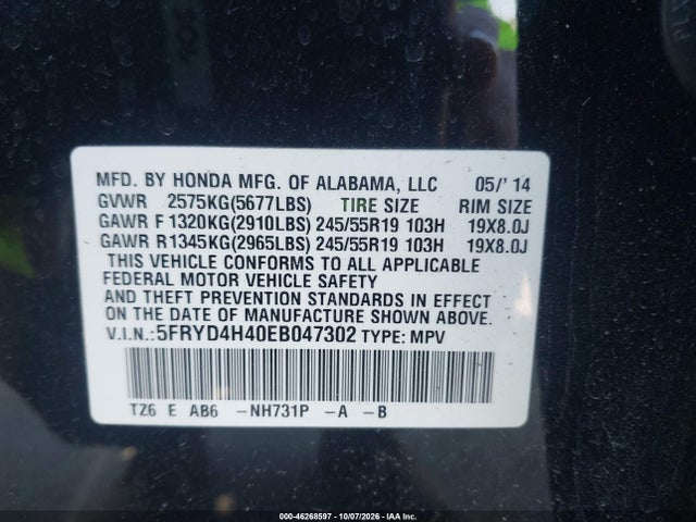 Aukcja sprzedaży 2014 Acura Mdx Technology Package, vin: 5FRYD4H40EB047302, numer aukcji: 46268597