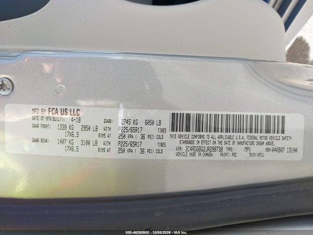 Dodge Grand Caravan Se 2018 2C4RDGBG2JR288738 Image 9