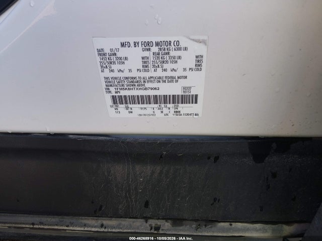 Ford Explorer Platinum 2017 1FM5K8HTXHGB79062 Image 9