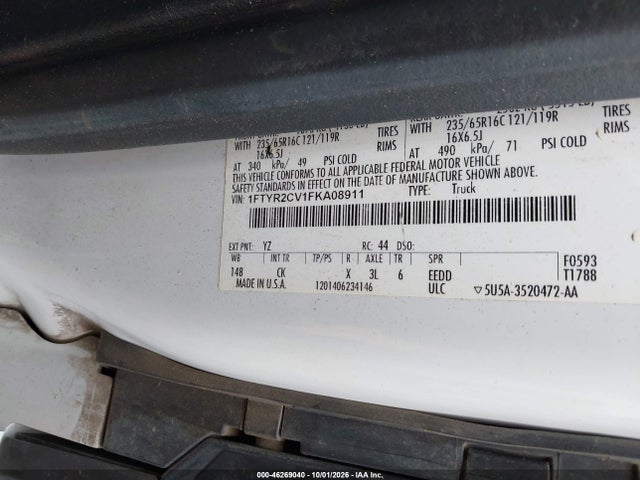 Продаж на аукціоні авто 2015 Ford Transit-250, vin: 1FTYR2CV1FKA08911, номер лоту: 46269040