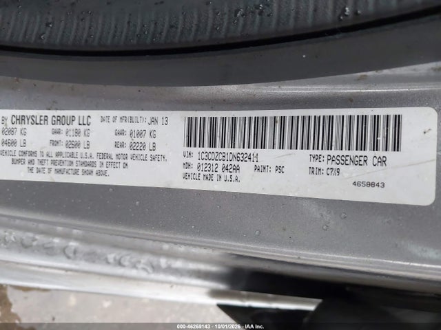 46269143 :رقم المزاد ، 1C3CDZCB1DN632411 vin ، 2013 Dodge Avenger Sxt مزاد بيع
