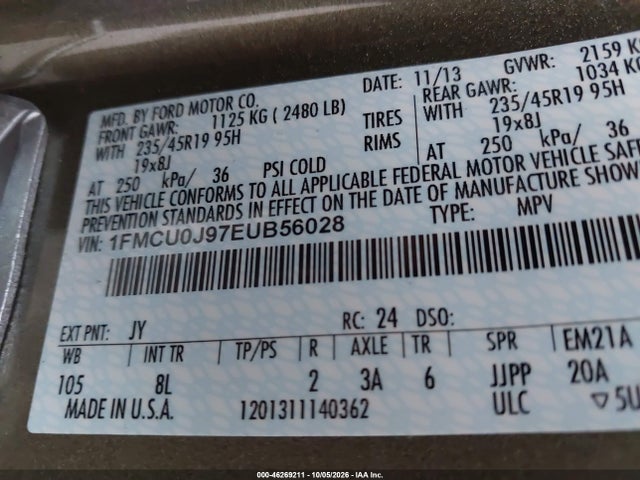 Aukcja sprzedaży 2014 Ford Escape Titanium, vin: 1FMCU0J97EUB56028, numer aukcji: 46269211