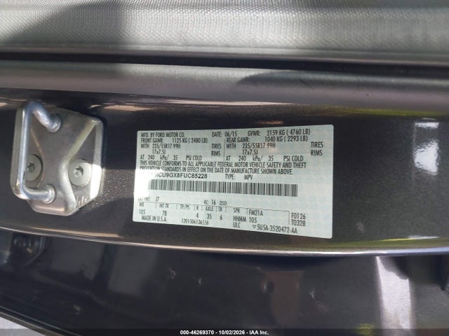 46269370 :رقم المزاد ، 1FMCU9GX8FUC85228 vin ، 2015 Ford Escape Se مزاد بيع