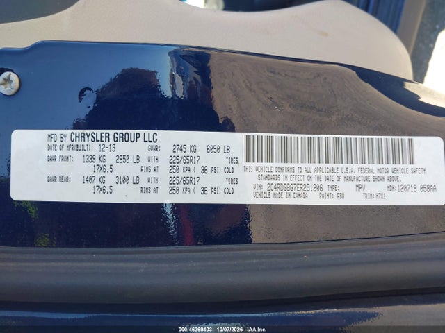Продаж на аукціоні авто 2014 Dodge Grand Caravan American Value Pkg, vin: 2C4RDGBG7ER251206, номер лоту: 46269403