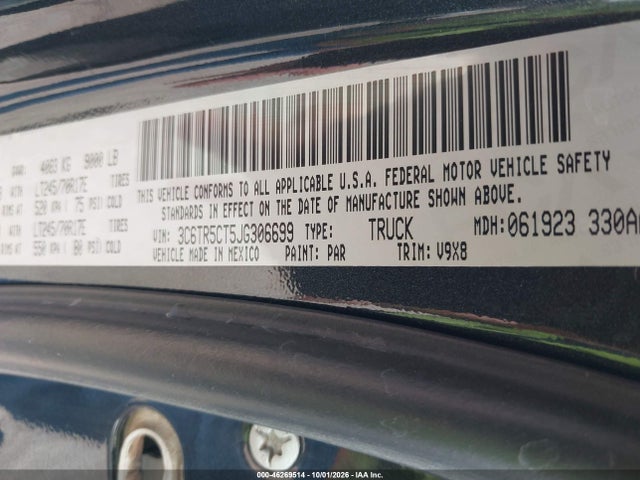Aukcja sprzedaży 2018 Ram 2500 Tradesman  4x4 6'4 Box, vin: 3C6TR5CT5JG306699, numer aukcji: 46269514