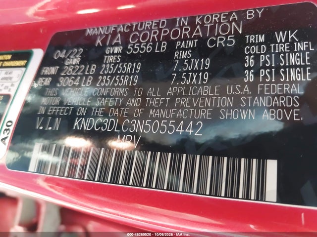 KIA Ev6 Wind 2022 KNDC3DLC3N5055442 Image 9