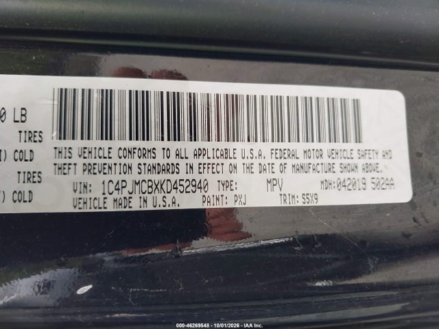 Продажа на аукционе авто 2019 Jeep Cherokee Latitude 4x4, vin: 1C4PJMCBXKD452940, номер лота: 46269548
