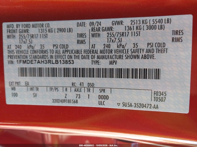 Продажа на аукционе авто 2024 Ford Bronco Big Bend, vin: 1FMDE7AH3RLB13853, номер лота: 46269582
