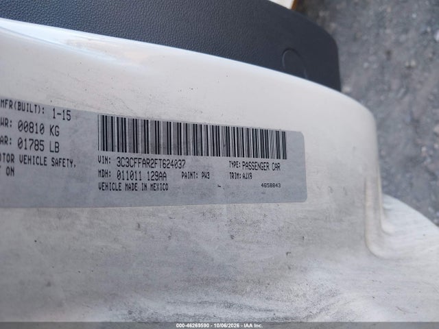 46269590 :رقم المزاد ، 3C3CFFAR2FT624037 vin ، 2015 Fiat 500 Pop مزاد بيع