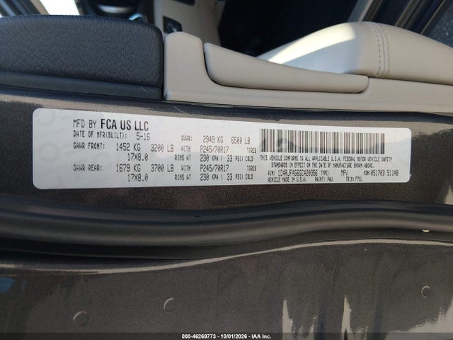 Aukcja sprzedaży 2016 Jeep Grand Cherokee Laredo, vin: 1C4RJFAG6GC420356, numer aukcji: 46269773