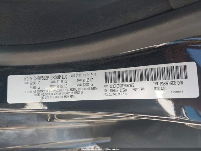 Aukcja sprzedaży 2015 Chrysler 200 C, vin: 1C3CCCEG1FN592925, numer aukcji: 46269788