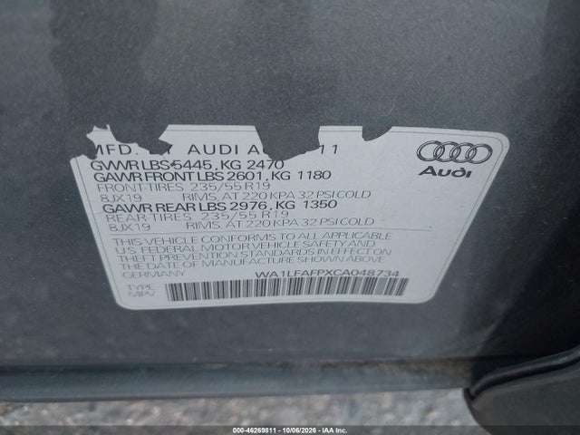 Продаж на аукціоні авто 2012 Audi Q5 2.0t Premium, vin: WA1LFAFPXCA048734, номер лоту: 46269811