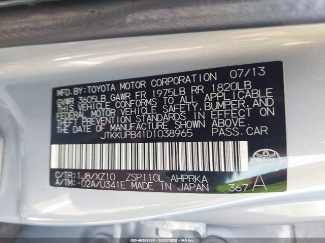 Продаж на аукціоні авто 2013 Scion Xd 10 Series, vin: JTKKUPB41D1038965, номер лоту: 46269890