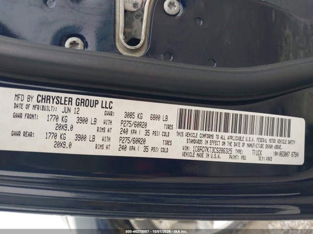 Продаж на аукціоні авто 2012 Ram 1500 Express, vin: 1C6RD7KT3CS286325, номер лоту: 46270007
