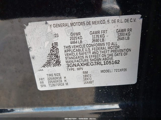 46270291 :رقم المزاد ، 3GNAXHEG7RL105162 vin ، 2024 Chevrolet Equinox Fwd Ls مزاد بيع