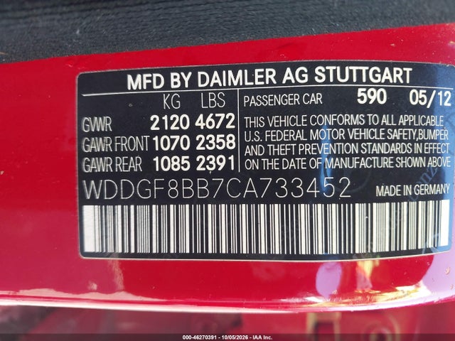 Продажа на аукционе авто 2012 Mercedes-benz C 300 Sport 4matic, vin: WDDGF8BB7CA733452, номер лота: 46270391