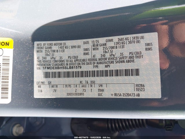 Продажа на аукционе авто 2025 Ford Bronco Outer Banks, vin: 1FMDE8BH5SLB81579, номер лота: 46270470