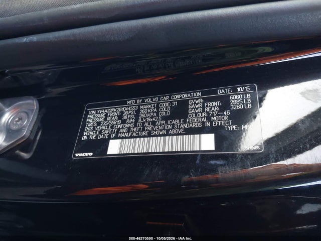 46270590 :رقم المزاد ، YV4A22PK2G1044553 vin ، 2016 Volvo Xc90 T6 Momentum مزاد بيع