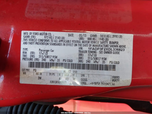 Продажа на аукционе авто 2013 Ford Focus Se, vin: 1FADP3F2XDL336823, номер лота: 46270689