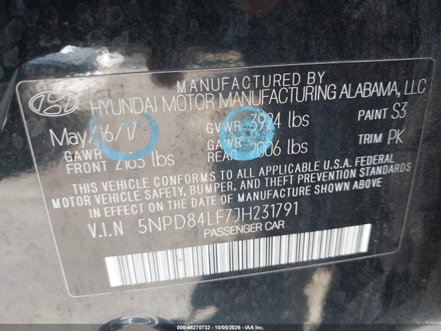 Hyundai ELANTRA SEL 2018 5NPD84LF7JH231791 Image 9