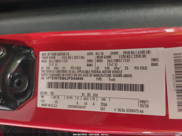 Ford F-150 Xl 2018 1FTEW1EB0JFD04996 Image 9