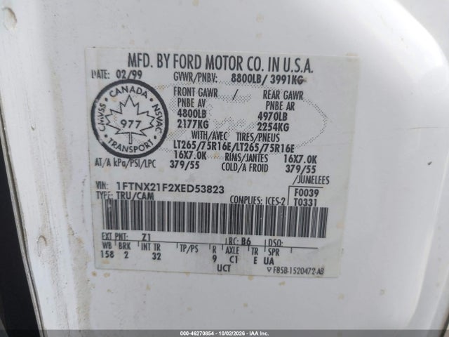 Продаж на аукціоні авто 1999 Ford F-250 Lariat/xl/xlt, vin: 1FTNX21F2XED53823, номер лоту: 46270854