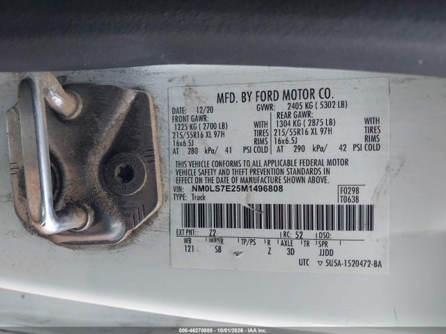 46270888 :رقم المزاد ، NM0LS7E25M1496808 vin ، 2021 Ford Transit Connect Xl مزاد بيع