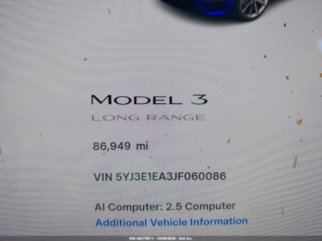 5YJ3E1EA3JF060086 Tesla Model 3 Long Range/mid Range
