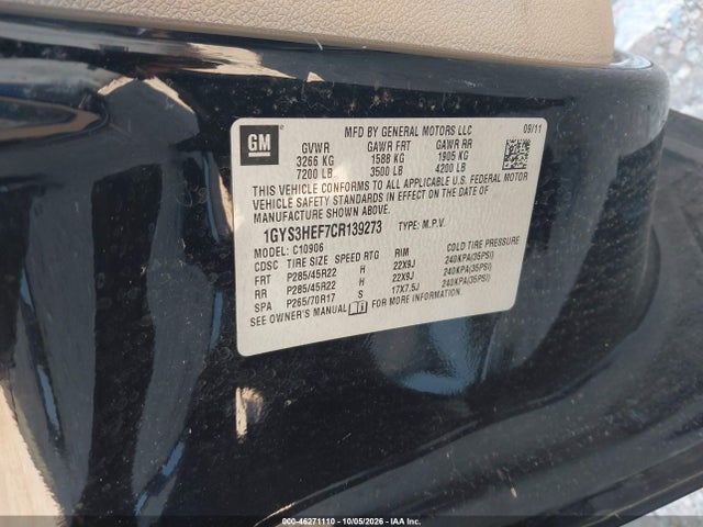 46271110 :رقم المزاد ، 1GYS3HEF7CR139273 vin ، 2012 Cadillac Escalade Esv Luxury مزاد بيع
