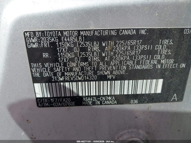 Продаж на аукціоні авто 2013 Toyota Rav4 Xle, vin: 2T3WFREV5DW014320, номер лоту: 46271181