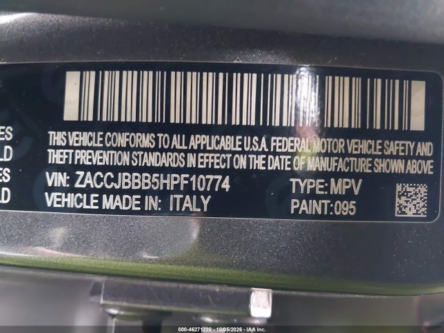 Продаж на аукціоні авто 2017 Jeep Renegade Latitude 4x4, vin: ZACCJBBB5HPF10774, номер лоту: 46271220