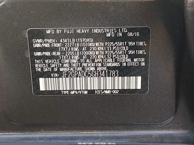 Subaru Crosstrek 2.0i Premium 2016 JF2GPADC5GH341783 Image 9